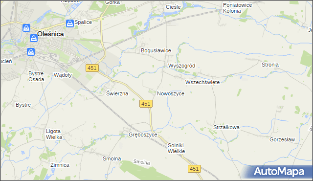 mapa Nowoszyce, Nowoszyce na mapie Targeo