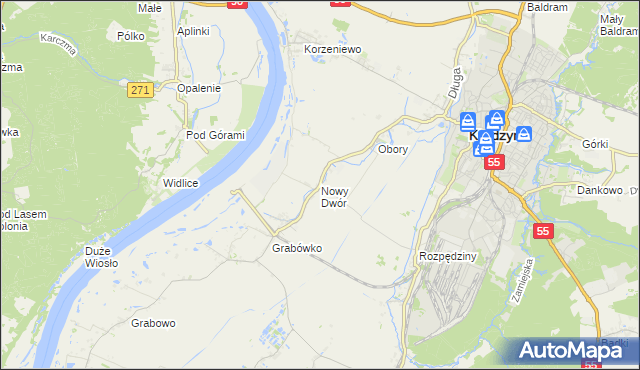 mapa Nowy Dwór gmina Kwidzyn, Nowy Dwór gmina Kwidzyn na mapie Targeo