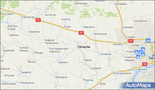 mapa Obrazów, Obrazów na mapie Targeo