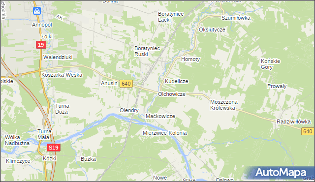 mapa Olchowicze, Olchowicze na mapie Targeo