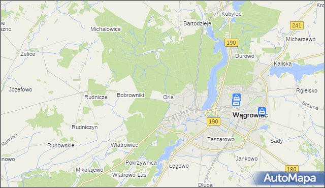 mapa Orla gmina Wągrowiec, Orla gmina Wągrowiec na mapie Targeo