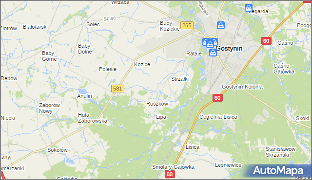mapa Osada gmina Gostynin, Osada gmina Gostynin na mapie Targeo