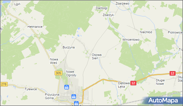 mapa Osowa Sień, Osowa Sień na mapie Targeo