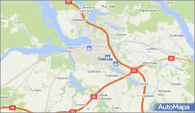 mapa Ostróda, Ostróda na mapie Targeo