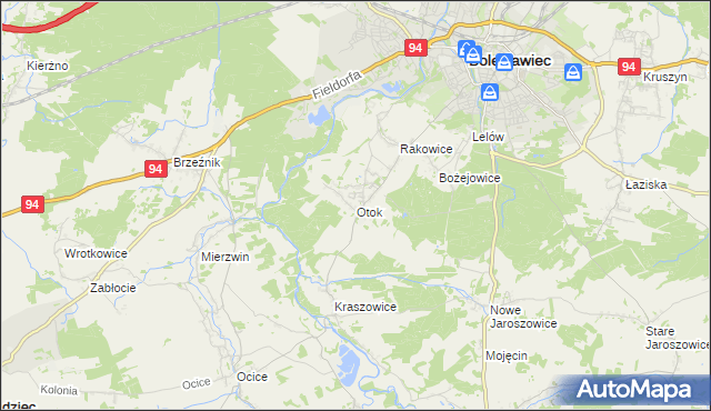 mapa Otok gmina Bolesławiec, Otok gmina Bolesławiec na mapie Targeo