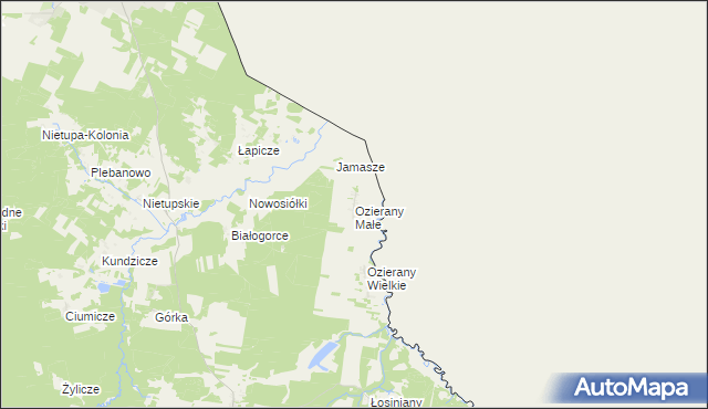 mapa Ozierany Małe, Ozierany Małe na mapie Targeo