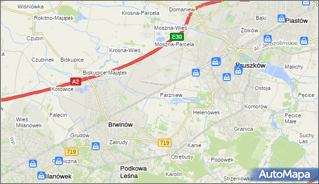 mapa Parzniew, Parzniew na mapie Targeo