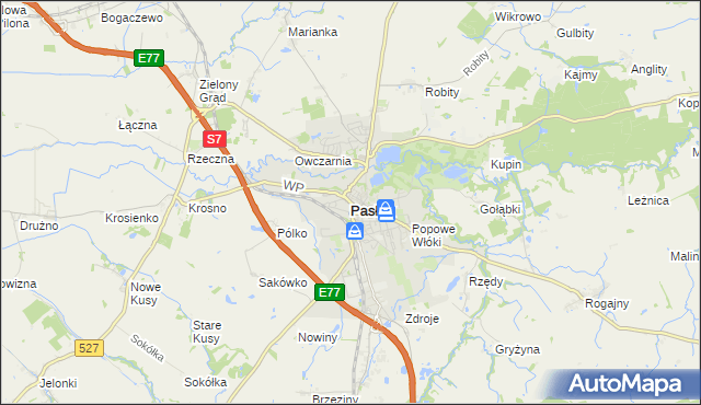 mapa Pasłęk, Pasłęk na mapie Targeo