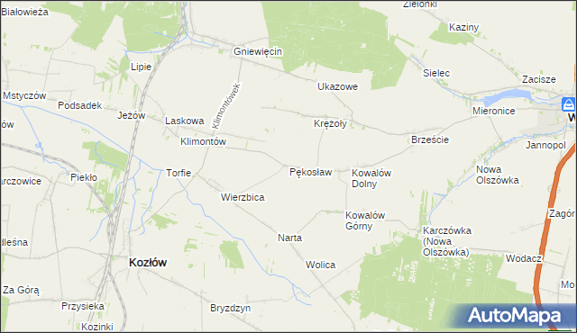 mapa Pękosław, Pękosław na mapie Targeo