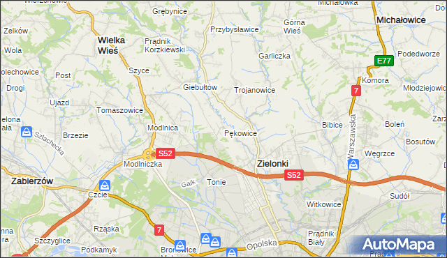 mapa Pękowice, Pękowice na mapie Targeo