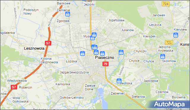 mapa Piaseczno, Piaseczno na mapie Targeo