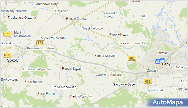 mapa Płonka-Matyski, Płonka-Matyski na mapie Targeo