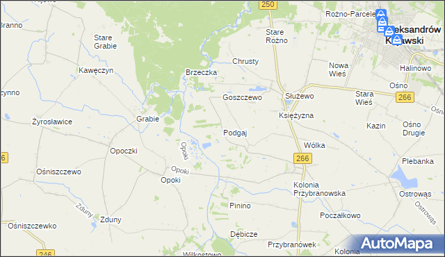 mapa Podgaj gmina Aleksandrów Kujawski, Podgaj gmina Aleksandrów Kujawski na mapie Targeo