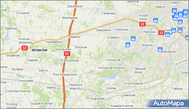 mapa Podkończyce, Podkończyce na mapie Targeo