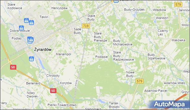 mapa Podlasie gmina Radziejowice, Podlasie gmina Radziejowice na mapie Targeo