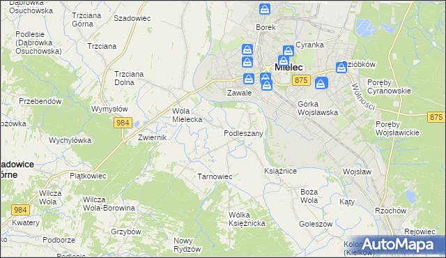 mapa Podleszany, Podleszany na mapie Targeo