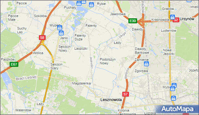 mapa Podolszyn Nowy, Podolszyn Nowy na mapie Targeo