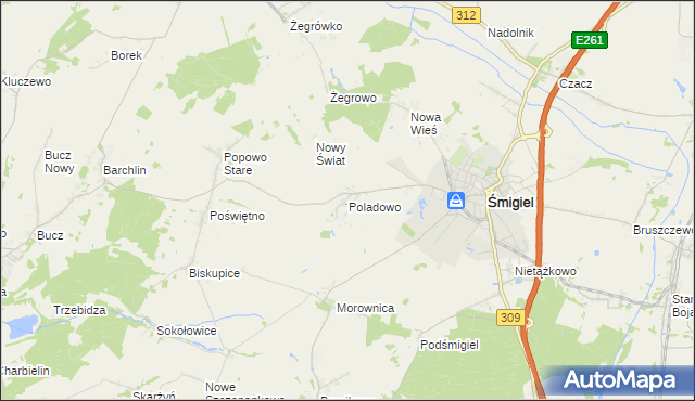 mapa Poladowo, Poladowo na mapie Targeo