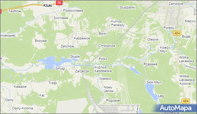 mapa Pólko gmina Kluki, Pólko gmina Kluki na mapie Targeo