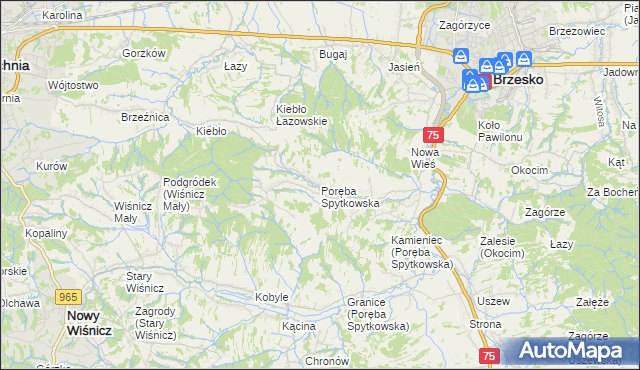 mapa Poręba Spytkowska, Poręba Spytkowska na mapie Targeo