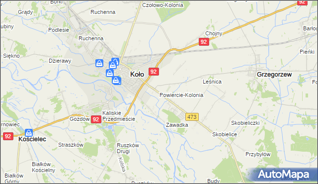 mapa Powiercie-Kolonia, Powiercie-Kolonia na mapie Targeo