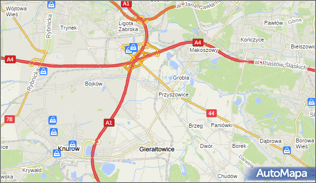 mapa Przyszowice, Przyszowice na mapie Targeo