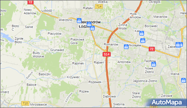 mapa Rąbień AB, Rąbień AB na mapie Targeo