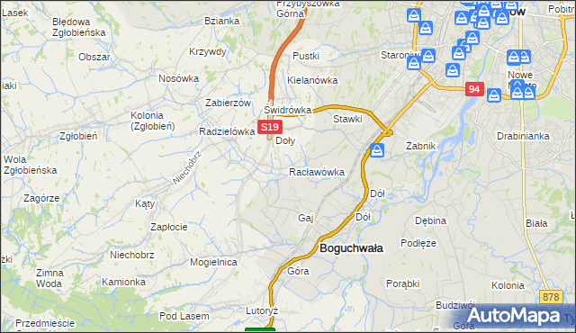 mapa Racławówka, Racławówka na mapie Targeo