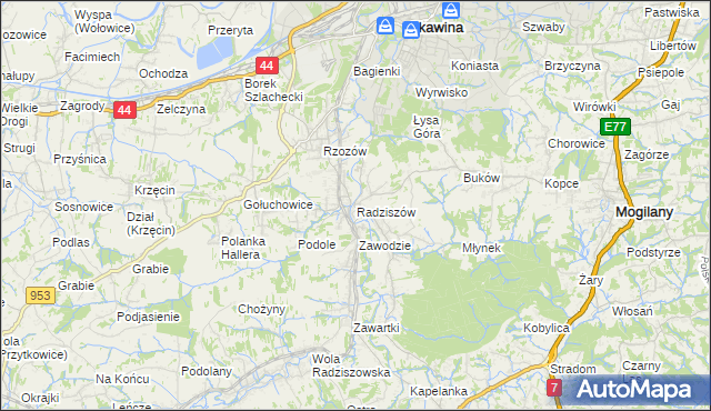 mapa Radziszów, Radziszów na mapie Targeo