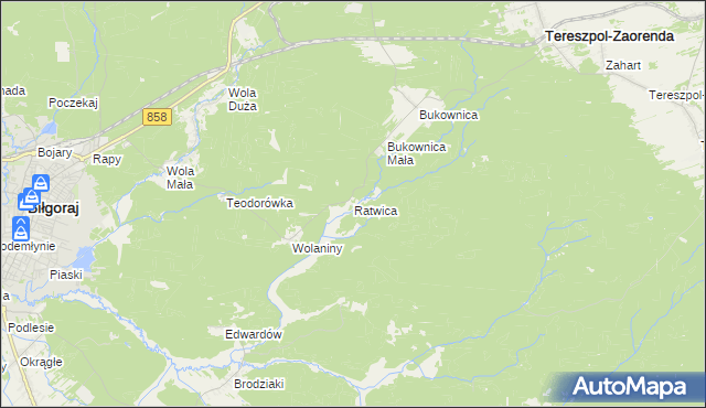 mapa Ratwica, Ratwica na mapie Targeo