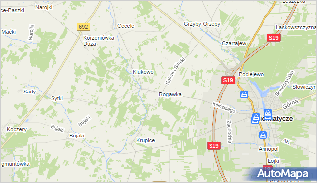 mapa Rogawka, Rogawka na mapie Targeo
