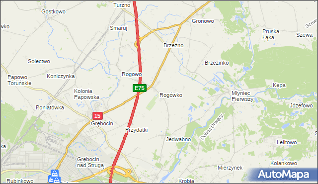 mapa Rogówko gmina Lubicz, Rogówko gmina Lubicz na mapie Targeo