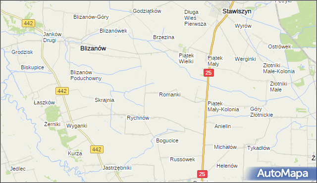 mapa Romanki, Romanki na mapie Targeo