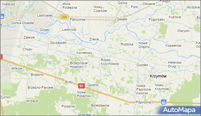 mapa Rożek Krzymowski, Rożek Krzymowski na mapie Targeo