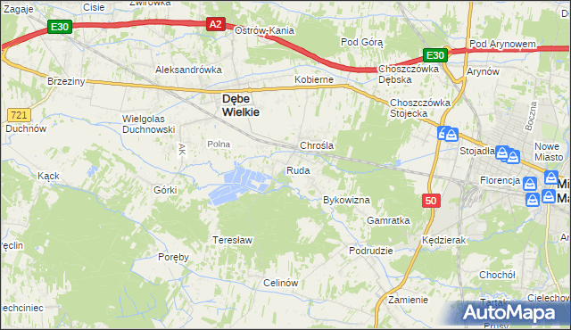 mapa Ruda gmina Dębe Wielkie, Ruda gmina Dębe Wielkie na mapie Targeo