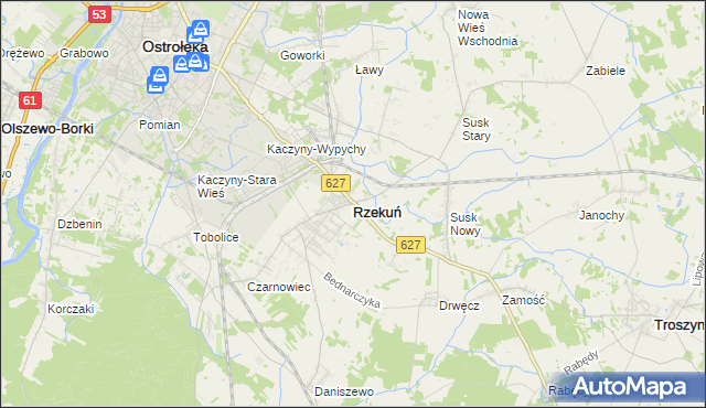 mapa Rzekuń, Rzekuń na mapie Targeo