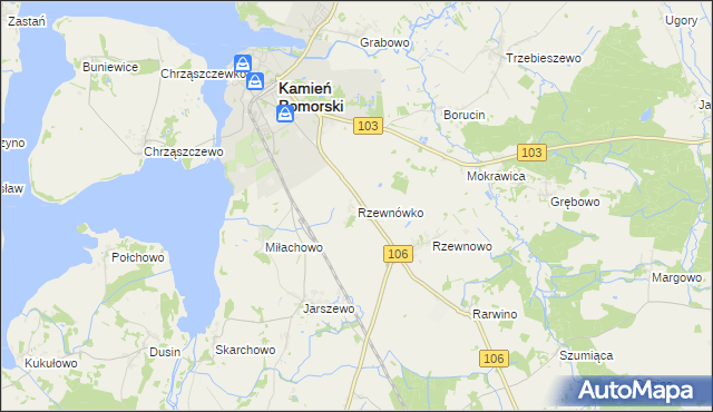 mapa Rzewnówko, Rzewnówko na mapie Targeo