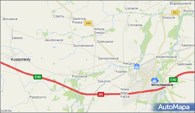 mapa Samsonowice, Samsonowice na mapie Targeo