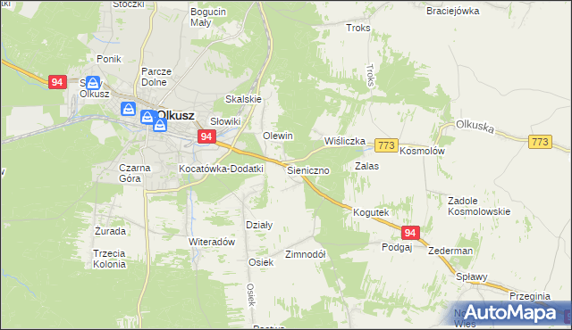 mapa Sieniczno, Sieniczno na mapie Targeo