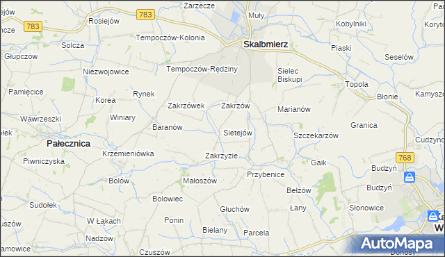mapa Sietejów, Sietejów na mapie Targeo