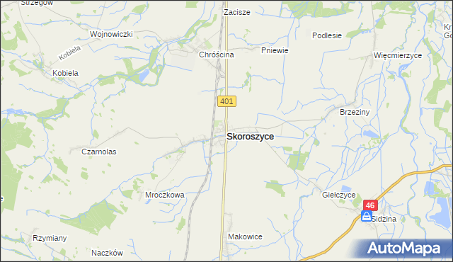 mapa Skoroszyce, Skoroszyce na mapie Targeo