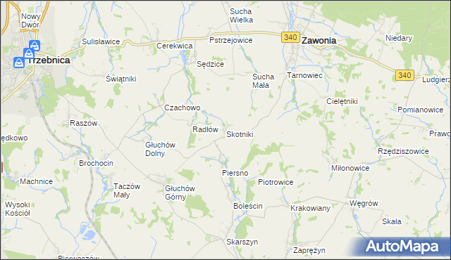 mapa Skotniki gmina Zawonia, Skotniki gmina Zawonia na mapie Targeo