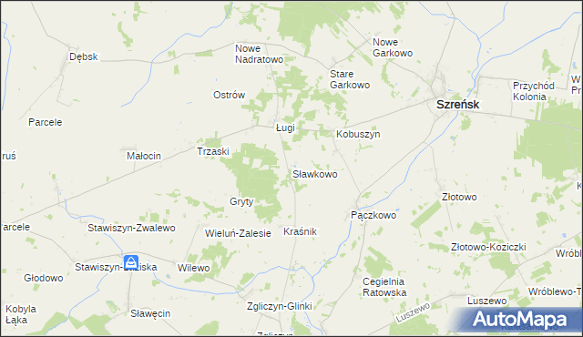 mapa Sławkowo gmina Szreńsk, Sławkowo gmina Szreńsk na mapie Targeo