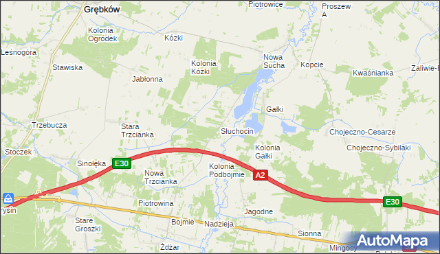 mapa Słuchocin, Słuchocin na mapie Targeo