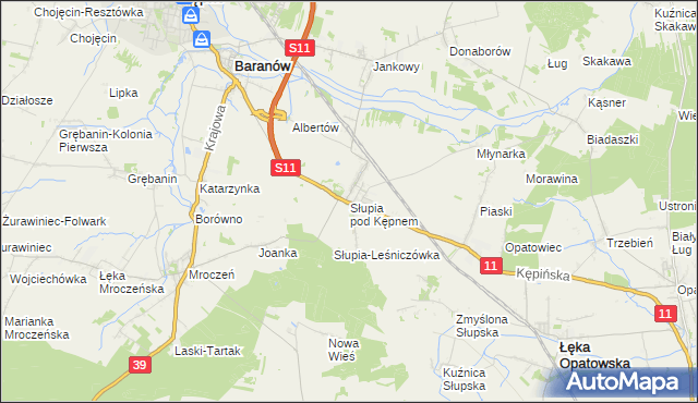 mapa Słupia pod Kępnem, Słupia pod Kępnem na mapie Targeo