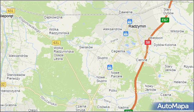 mapa Słupno gmina Radzymin, Słupno gmina Radzymin na mapie Targeo