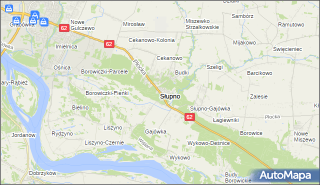 mapa Słupno powiat płocki, Słupno powiat płocki na mapie Targeo