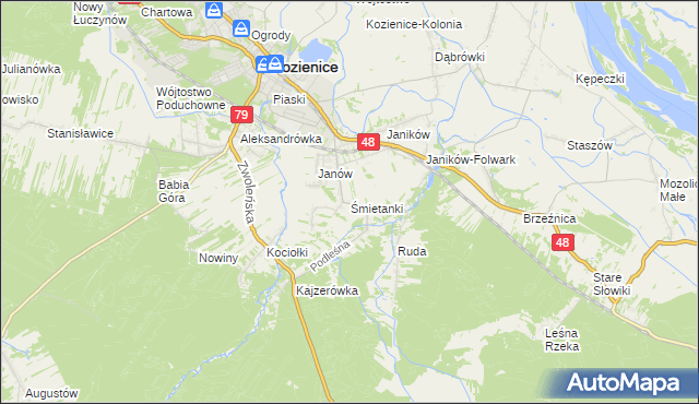 mapa Śmietanki, Śmietanki na mapie Targeo