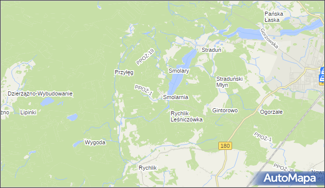 mapa Smolarnia gmina Trzcianka, Smolarnia gmina Trzcianka na mapie Targeo