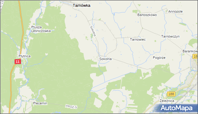 mapa Sokolna, Sokolna na mapie Targeo